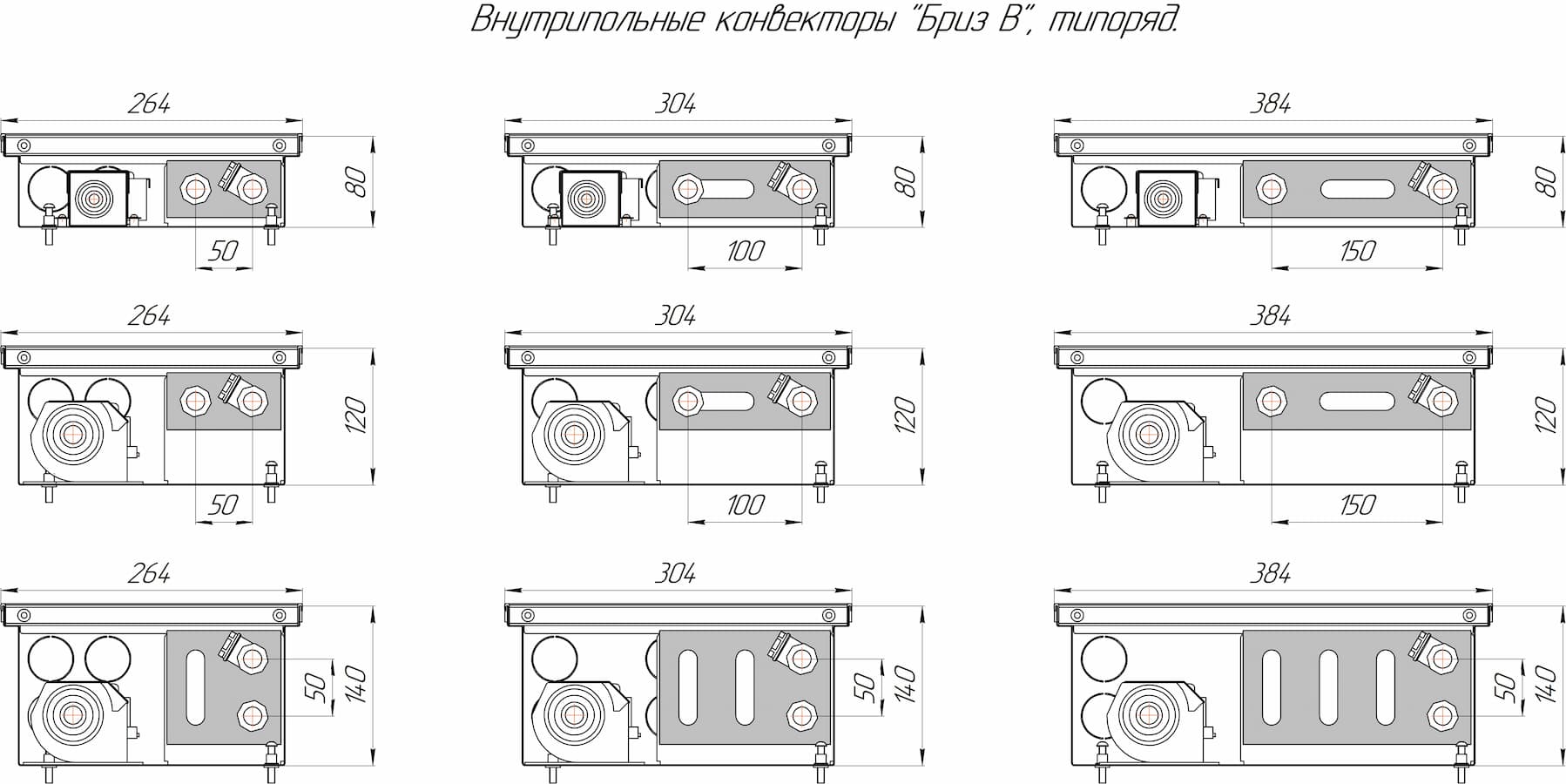 Конвектор КЗТО Бриз В типоразмеры